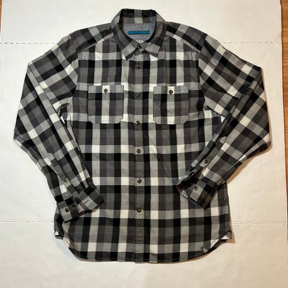 Men's The North Face Long Sleeve Plaid Black White Button Up Shirt Size Medium - Picture 1 of 8